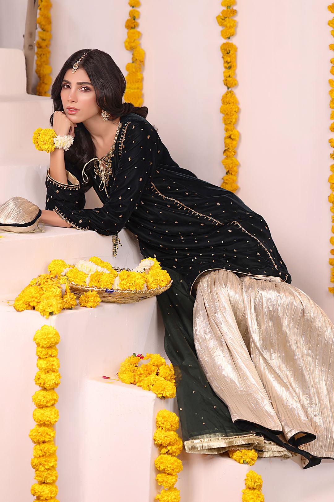 Handwork Embroidered Velvet Gharara Suit | SEHNDI | G123277