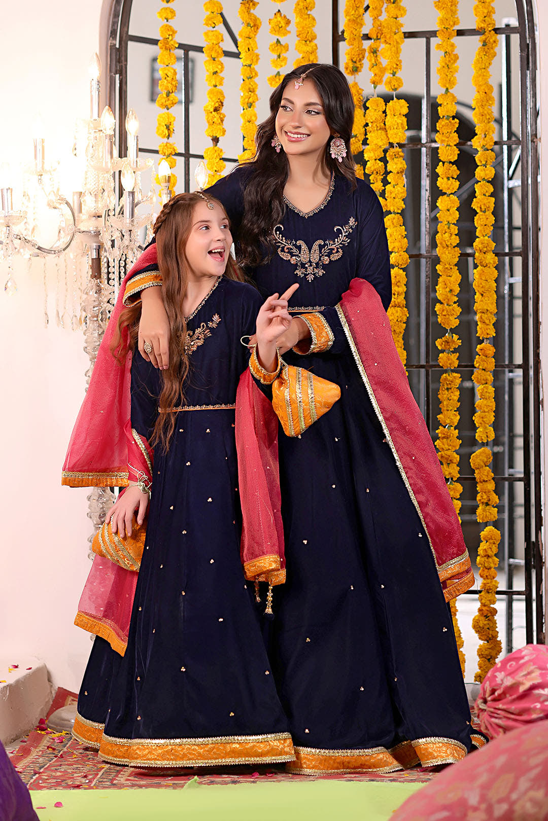 SANA'S red embroidered velvet maxi dress Pakistan occasion wear