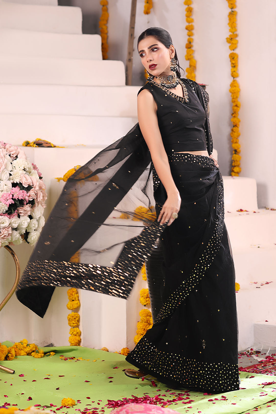 Sequins Work Organza Saree | SHENDI | SR202366