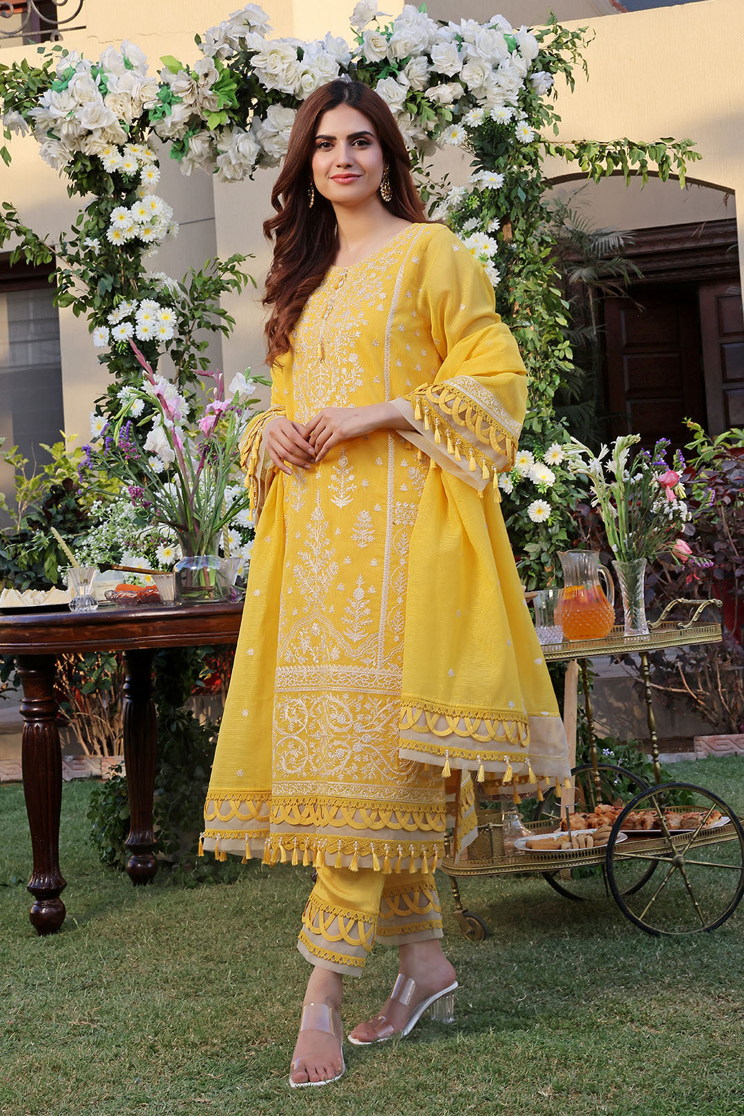 Unstitched Embroidered Khaddi Net Suit | UN-S8000