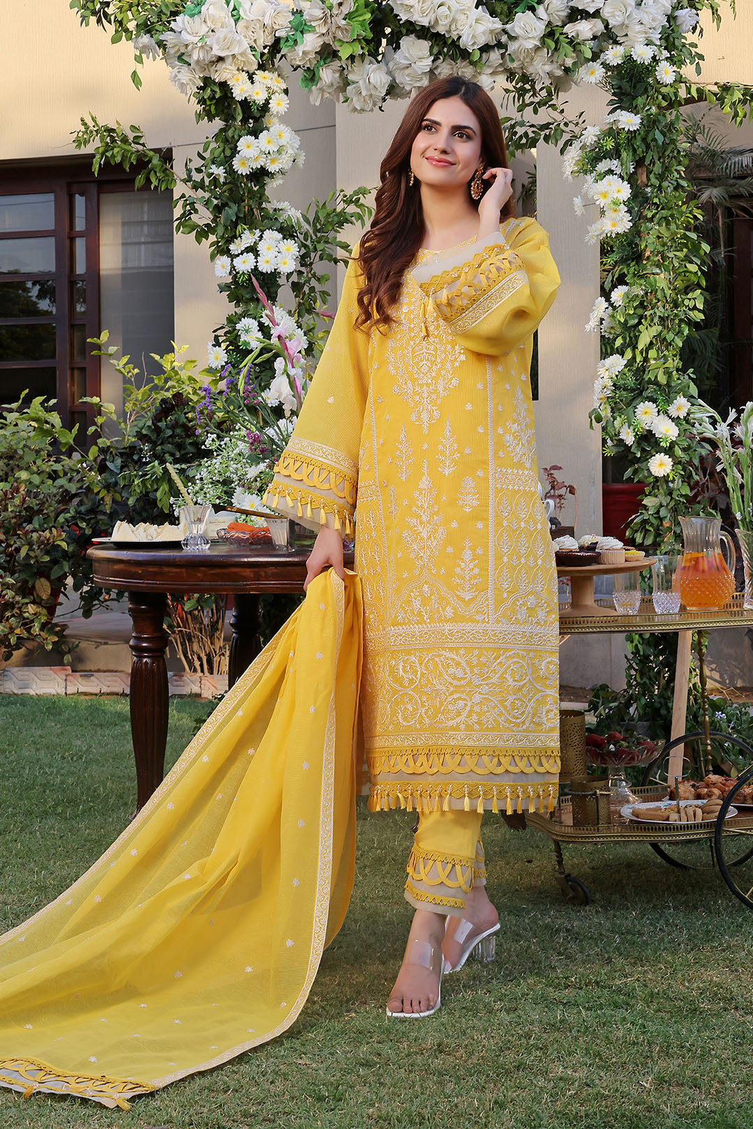 Unstitched Embroidered Khaddi Net Suit | UN-S8000