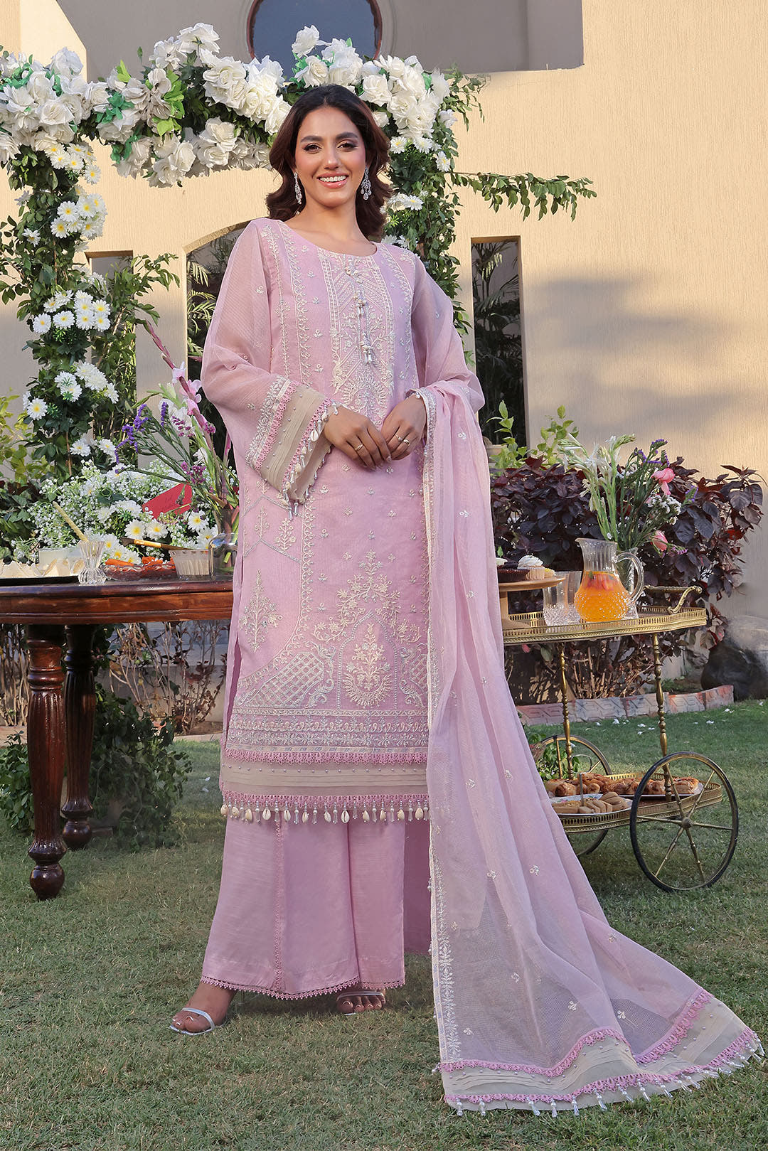 SANA'S red embroidered net suit Pakistan occasion wear