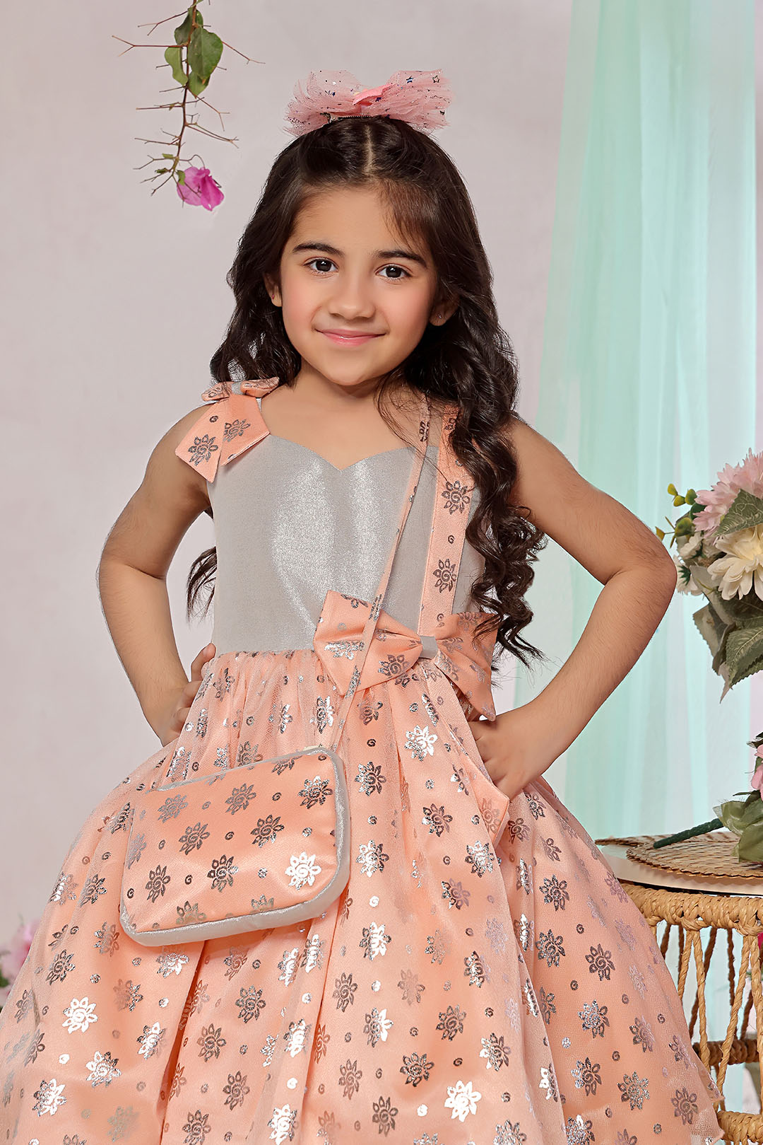 SANA'S peach fancy frock Pakistan occasion wear