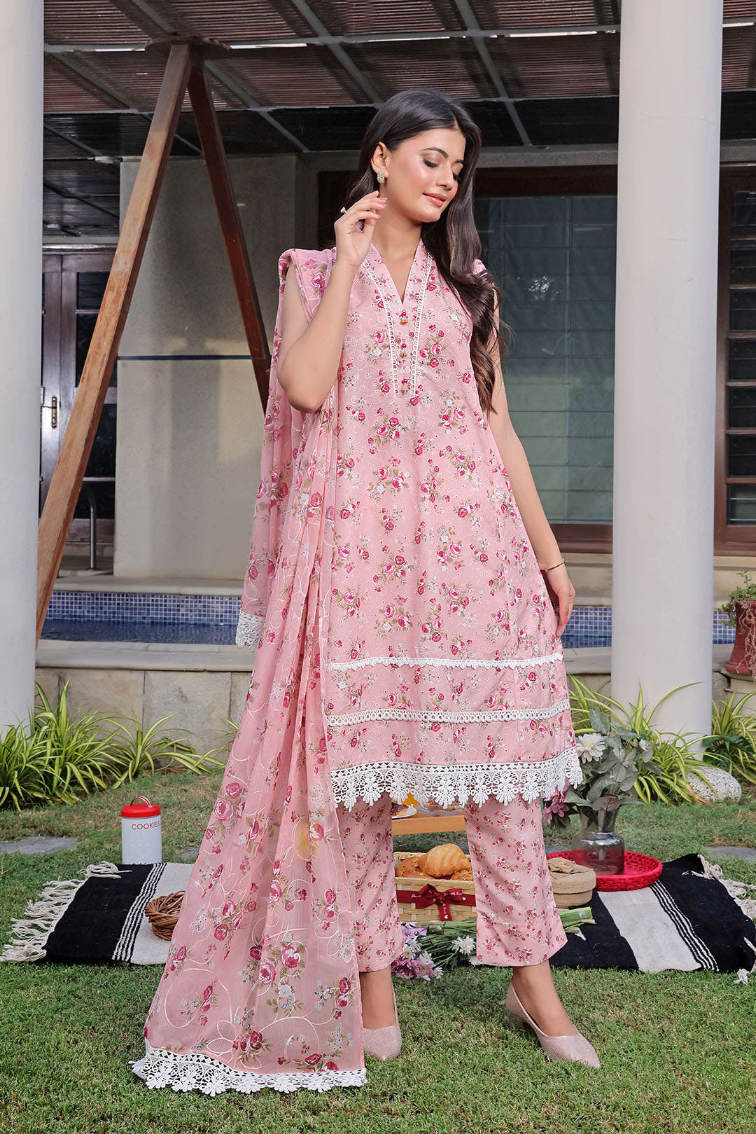 SANA'S printed cotton suit Pakistan occasion wear