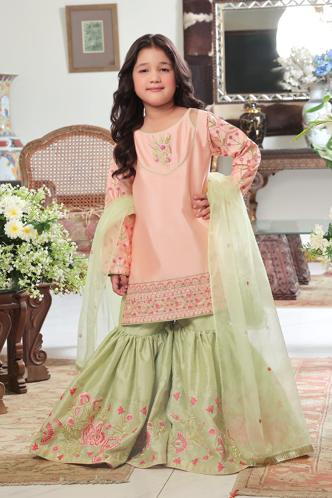 SANA'S red embroidered gharara suit Pakistan occasion wear