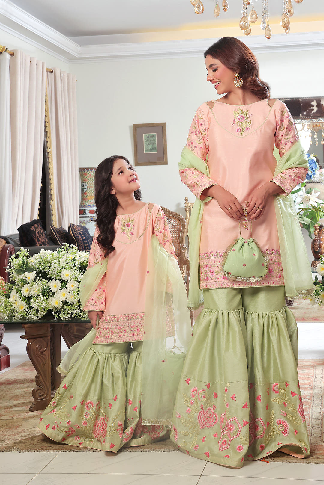 SANA'S red embroidered gharara suit Pakistan occasion wear