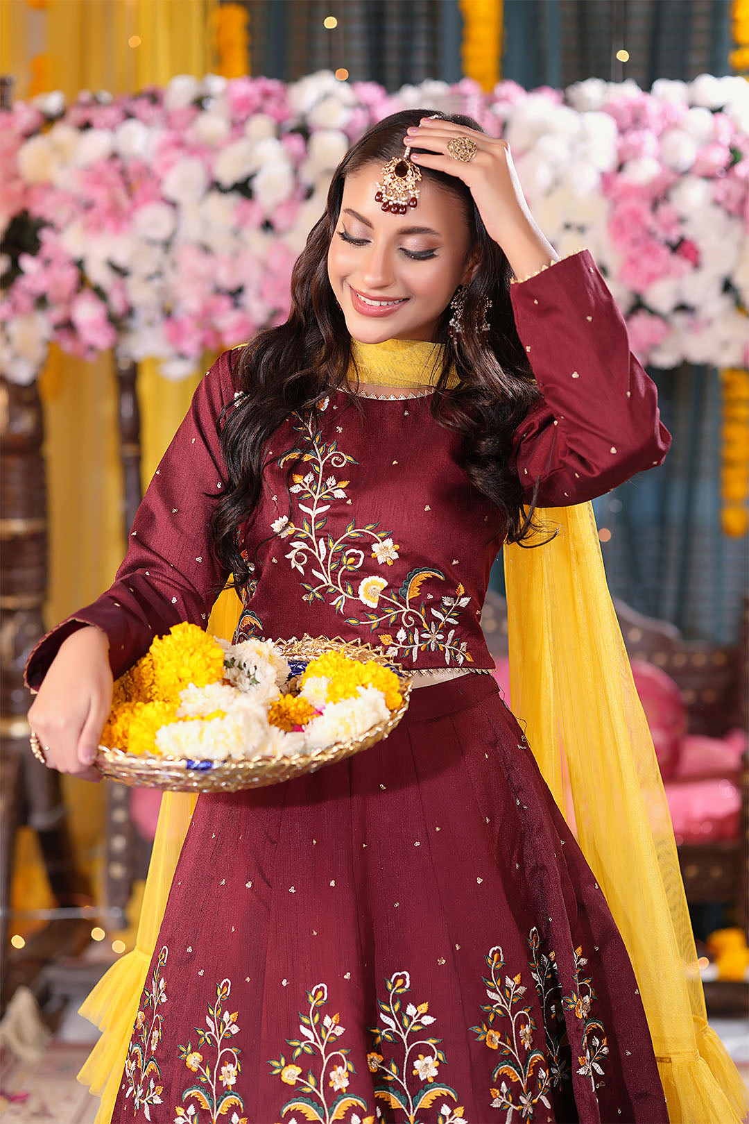 Resham Embroidered Raw Silk Lehenga Choli | SHENDI | L123274