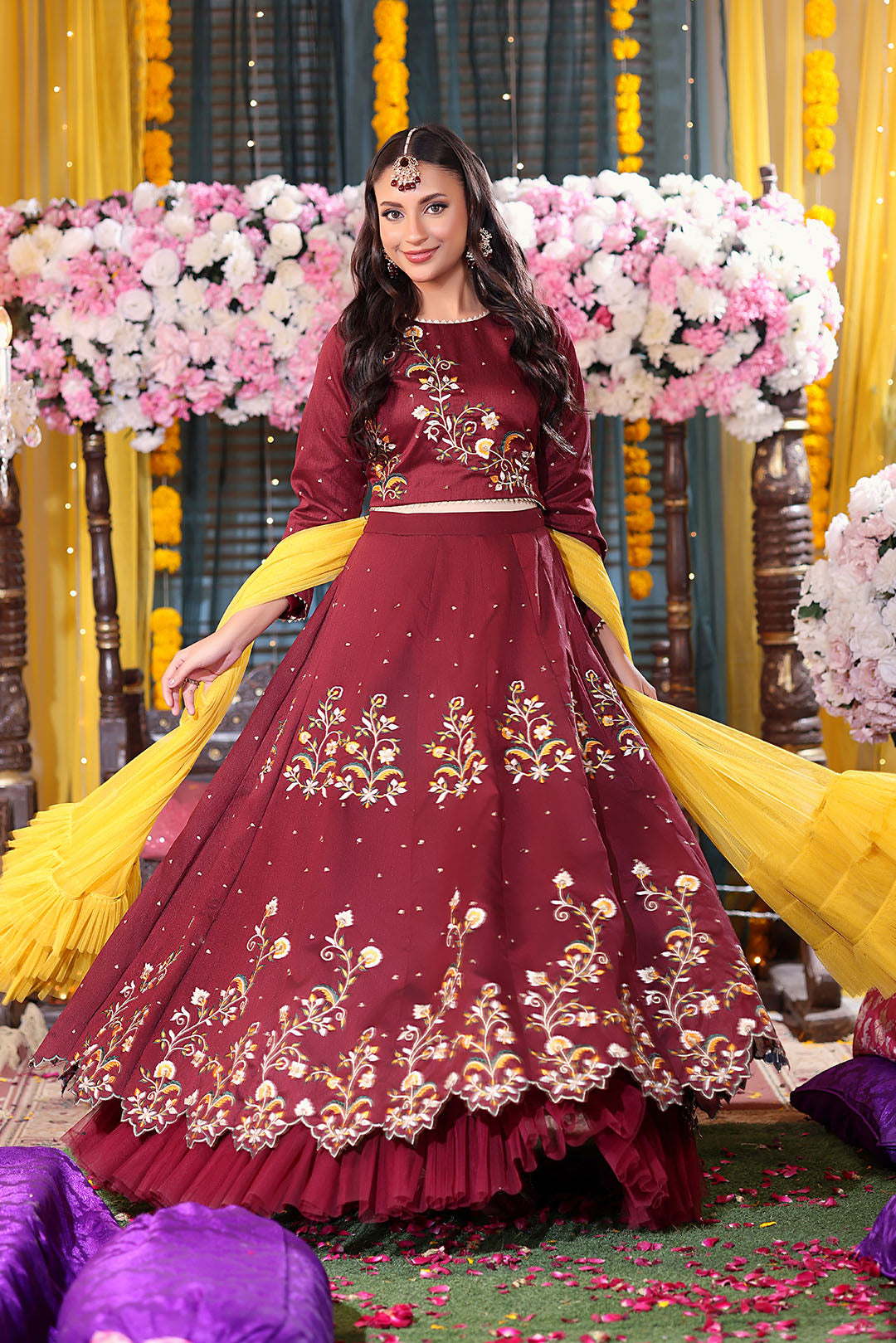 Resham Embroidered Raw Silk Lehenga Choli | SHENDI | L123274