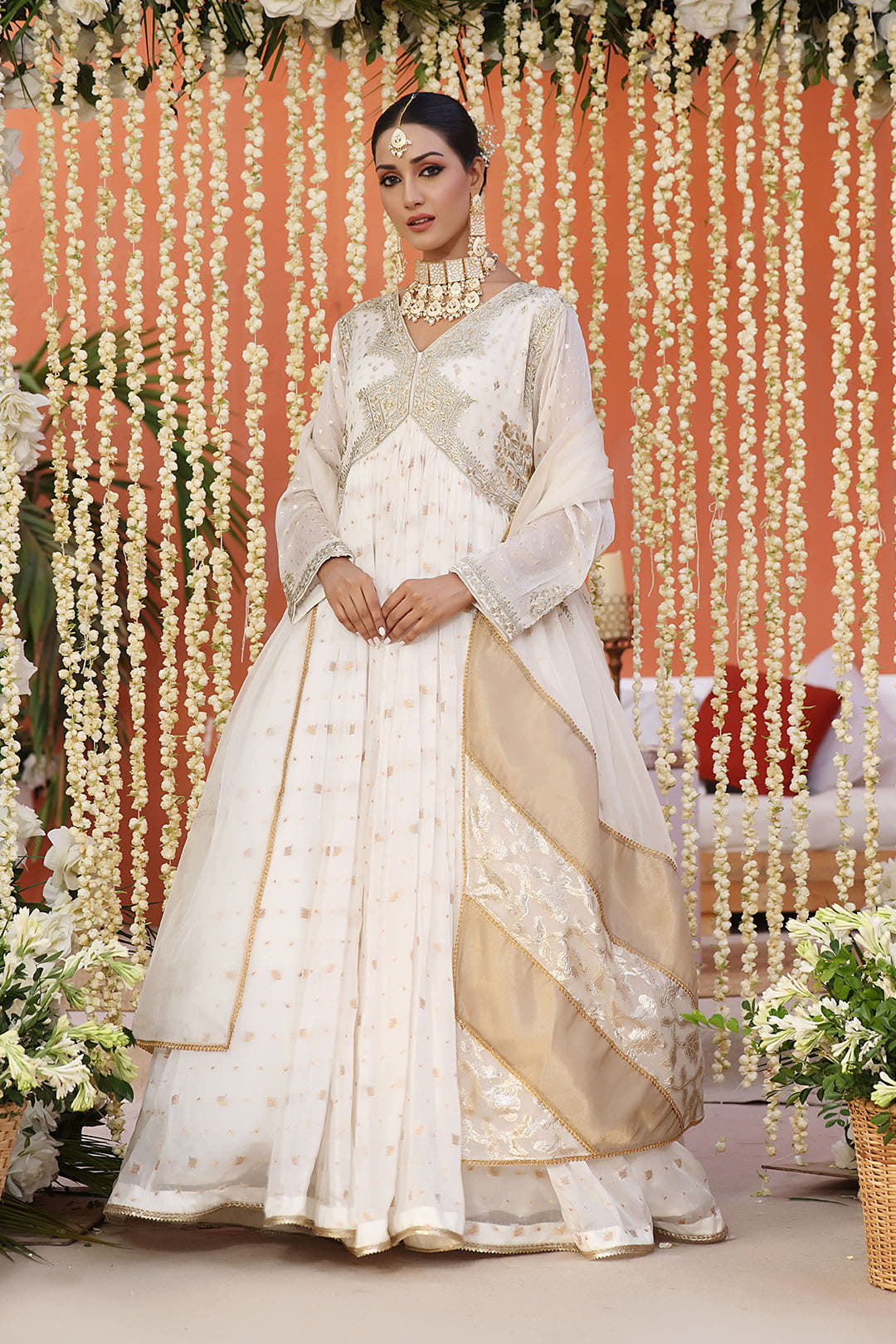 SANA'S chiffon maxi dress Pakistan occasion wear