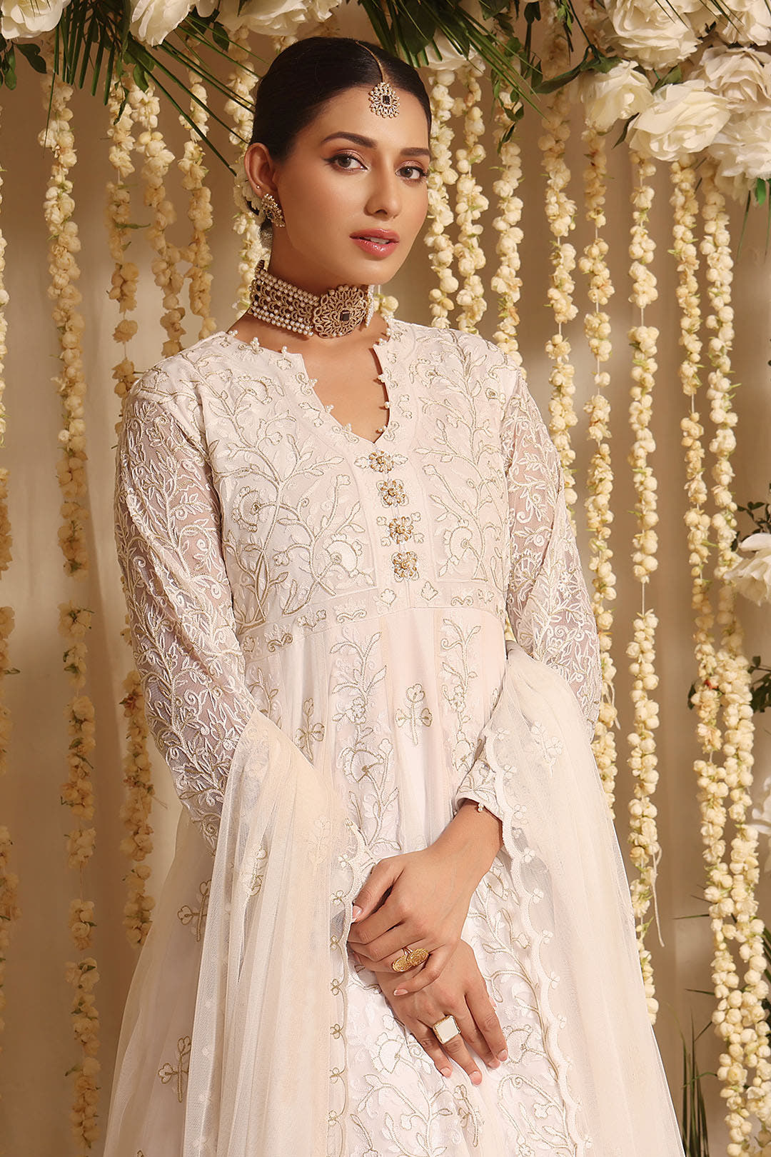 SANA'S red embroidered maxi dress Pakistan occasion wear