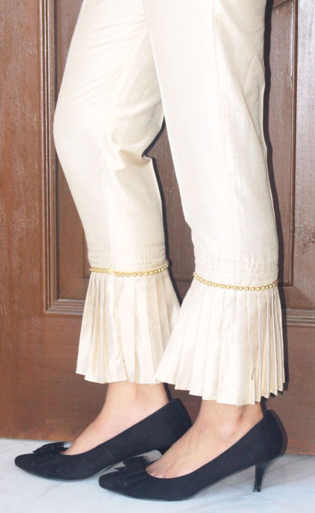 Raw Silk Pleated Pants | BOTTOMS | T1119