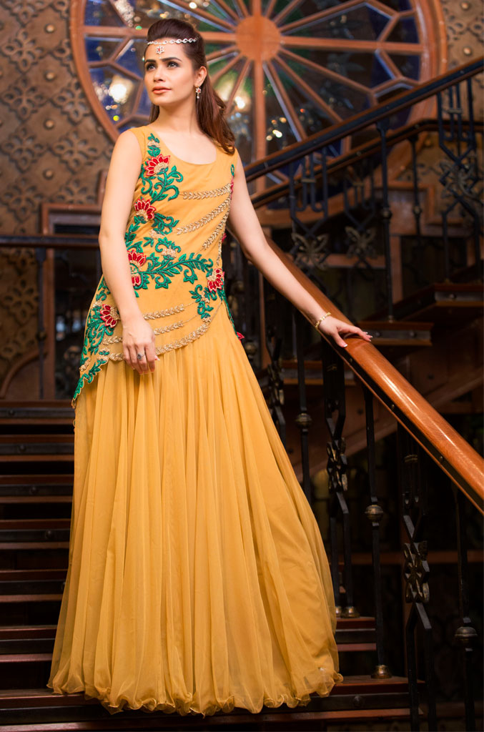 Embroidered Net Maxi | FC16 | 120497 - SANA'S