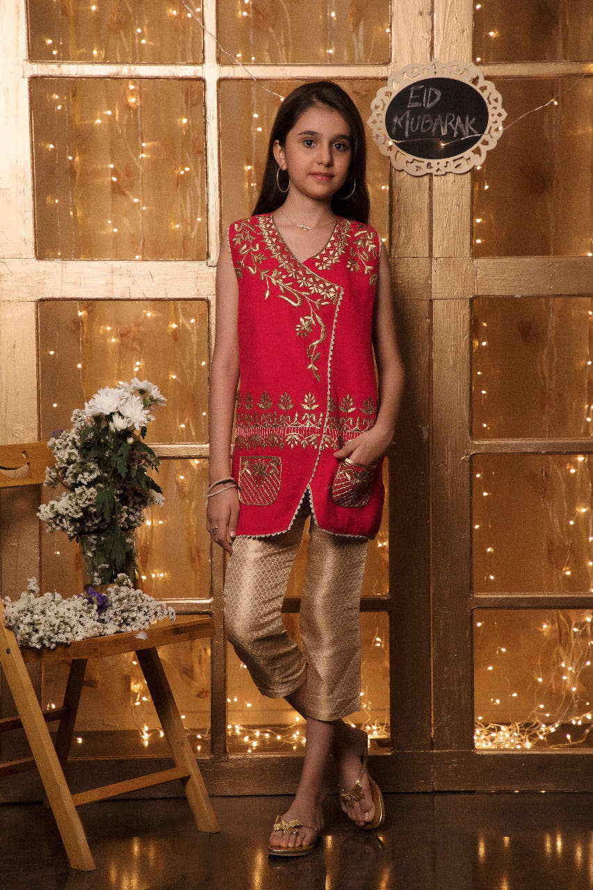 SANA'S red embroidered suit Pakistan occasion wear