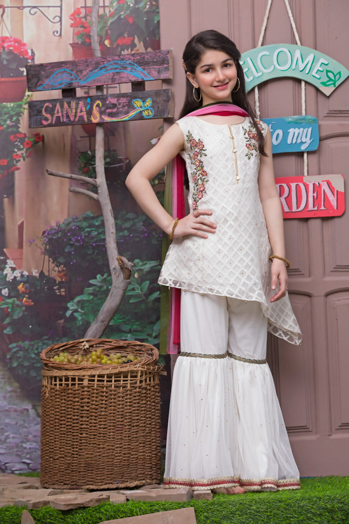 Embroidered Organza Net Gharara Suit | SS18 | G1311 - SANA'S