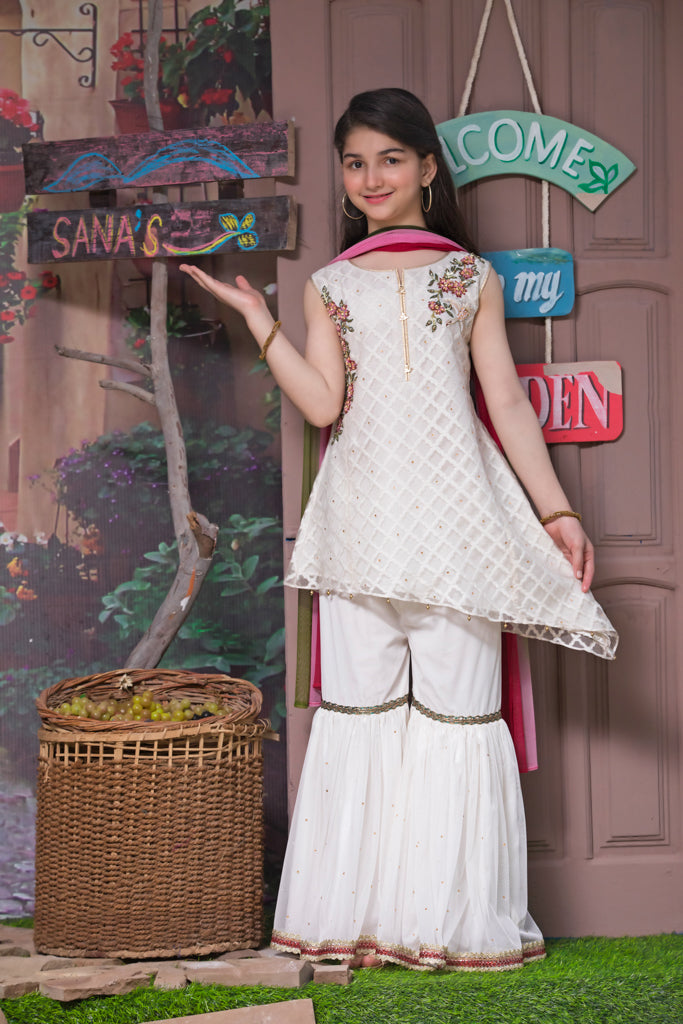 Embroidered Organza Net Gharara Suit | SS18 | G1311 - SANA'S