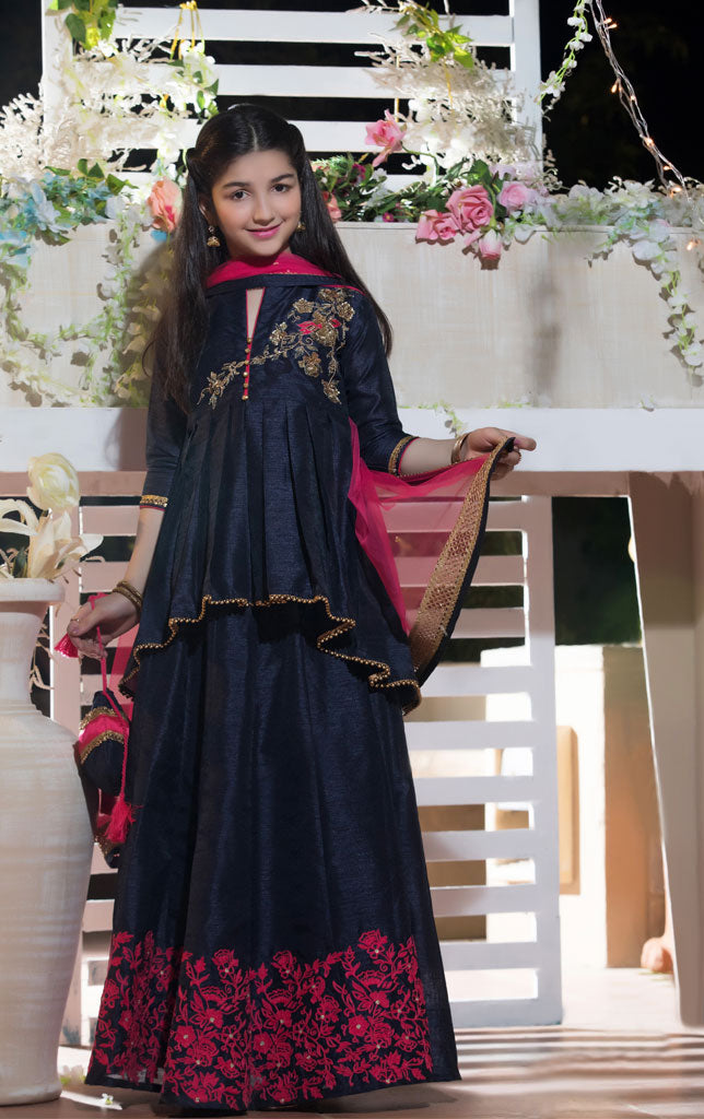 Handwork Embroidered Raw Silk Peplum Style Lehenga | WC1718 | S1338 - SANA'S