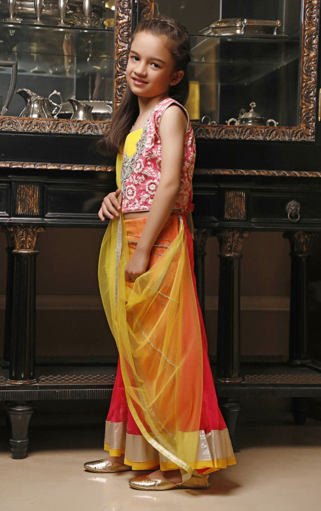 SANA'S red embroidered saree Pakistan occasion wear