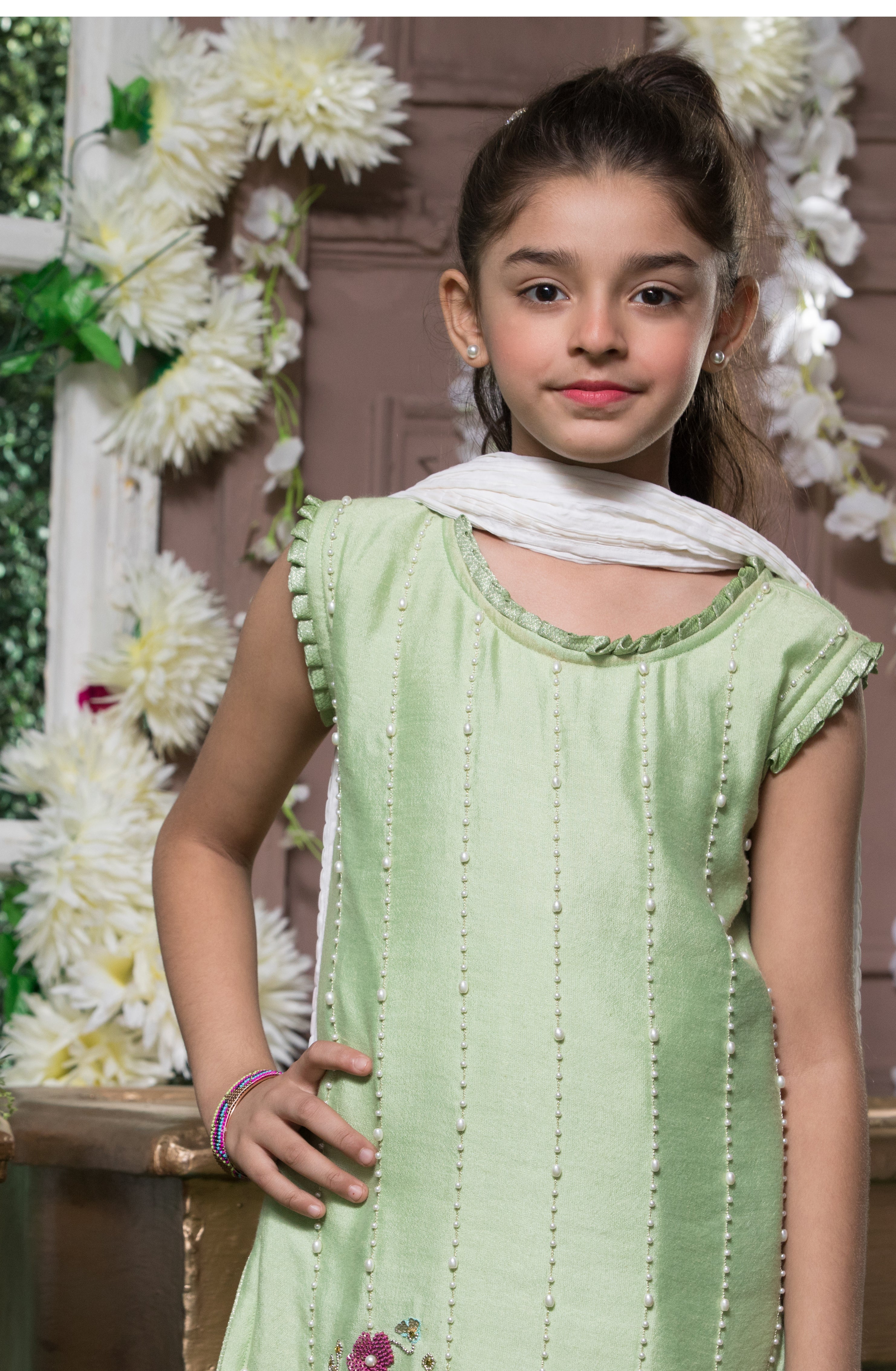 Embroidered Cotton Net 3pc Suit | SS18 | S1347