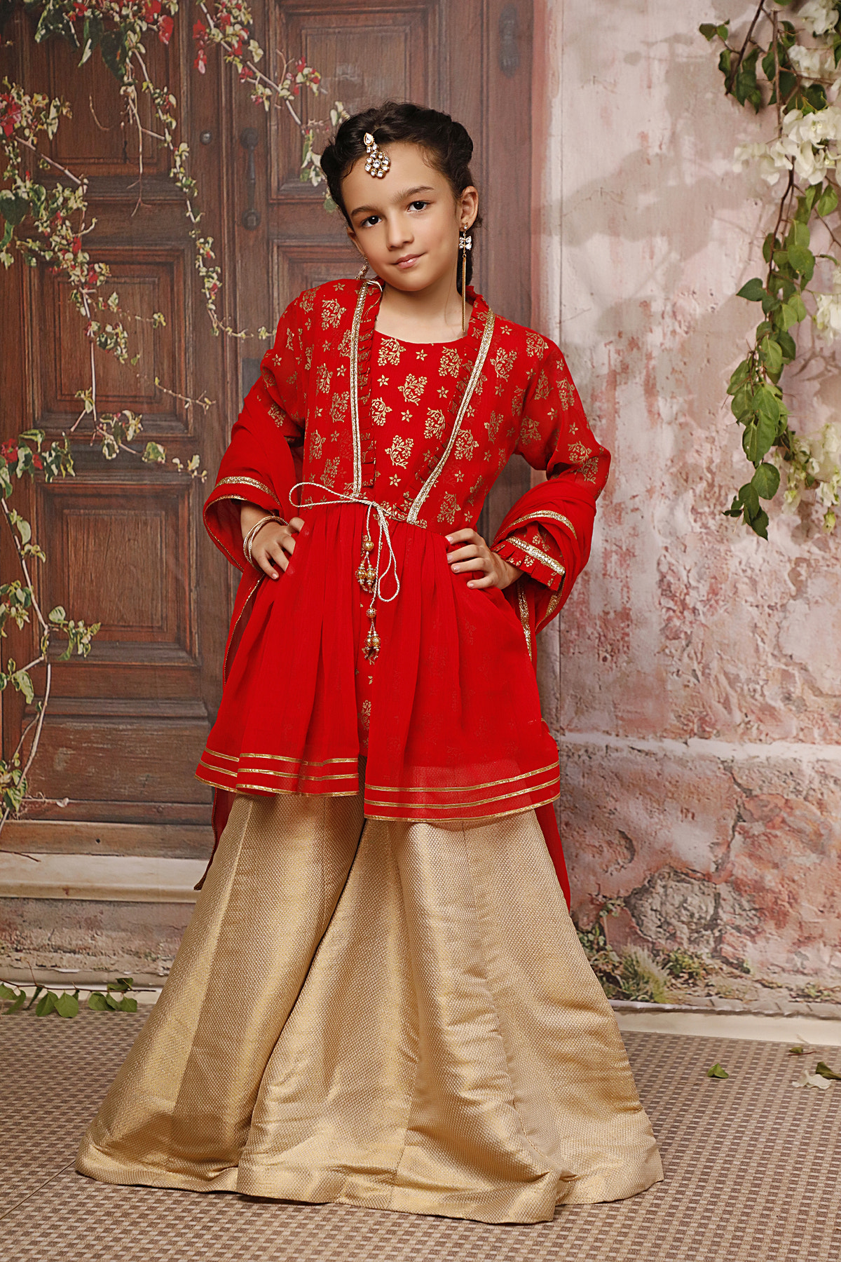 SANA'S red embroidered plazo suit Pakistan occasion wear