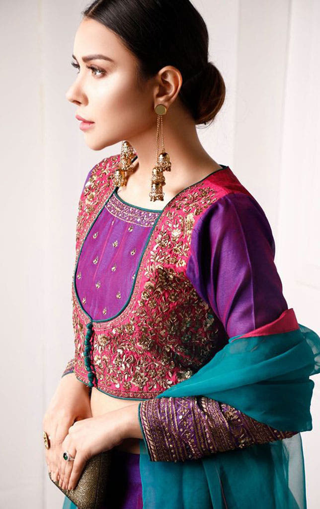 SANA'S red embroidered raw silk lehenga Pakistan occasion wear