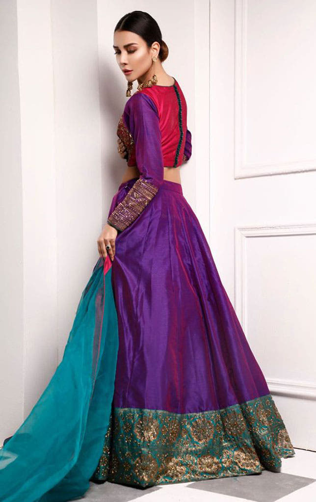 SANA'S red embroidered raw silk lehenga Pakistan occasion wear