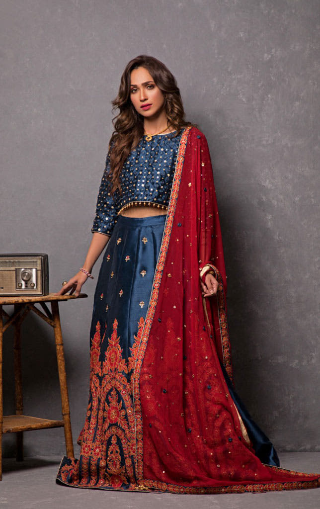 SANA'S red embroidered lehenga Pakistan occasion wear