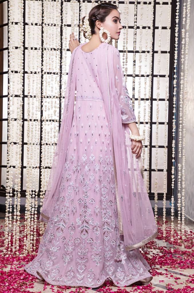 SANA'S red embroidered net maxi dress Pakistan occasion wear