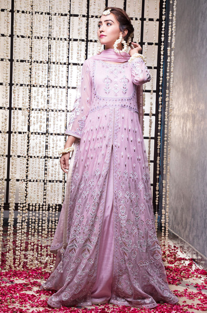 SANA'S red embroidered net maxi dress Pakistan occasion wear