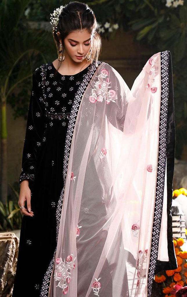 Handwork Embroidered Velvet Wedding Long Maxi | WC1920 | M201988