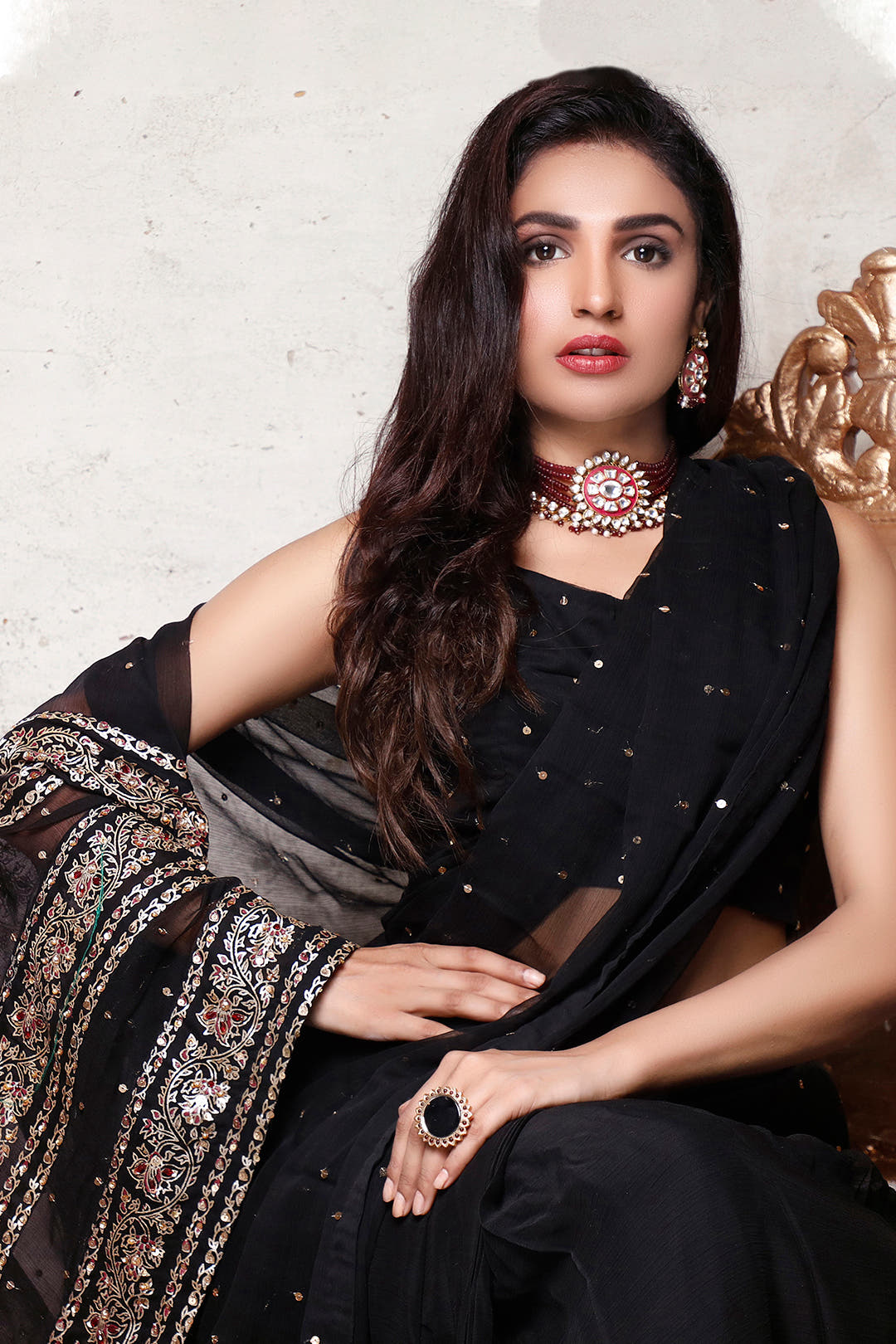 SANA'S printed chiffon saree Pakistan occasion wear