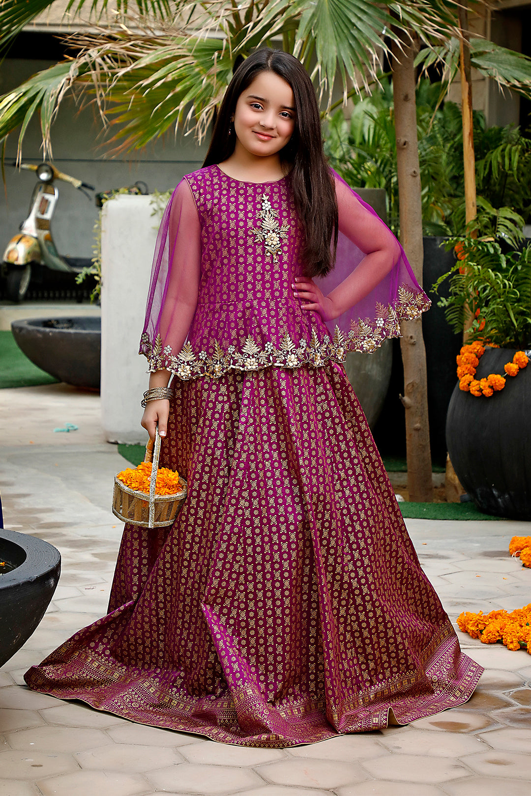 Screen Printed Cape Style Embroidered Long Maxi | WC1920 | M3020
