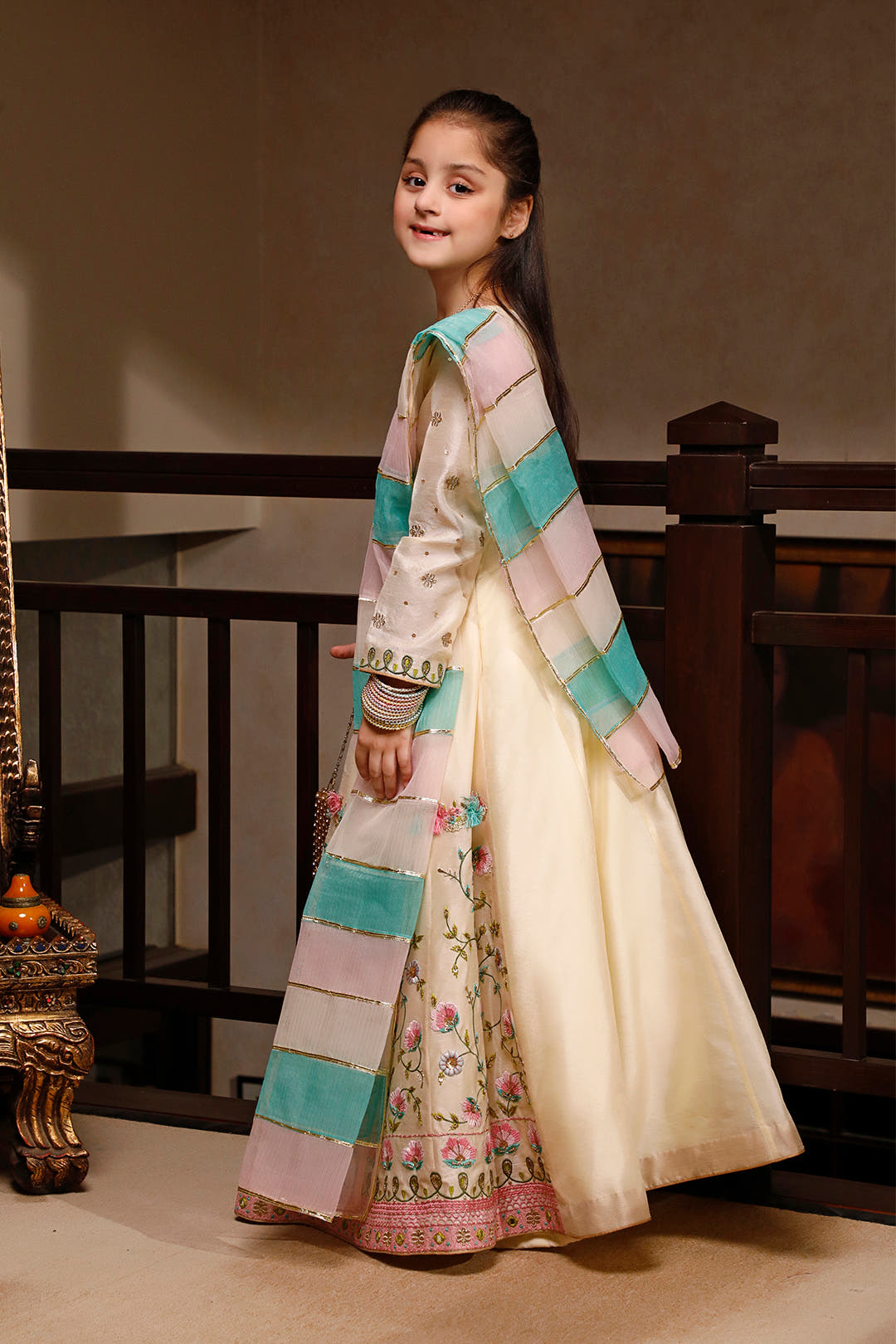 SANA'S red embroidered raw silk maxi dress Pakistan occasion wear