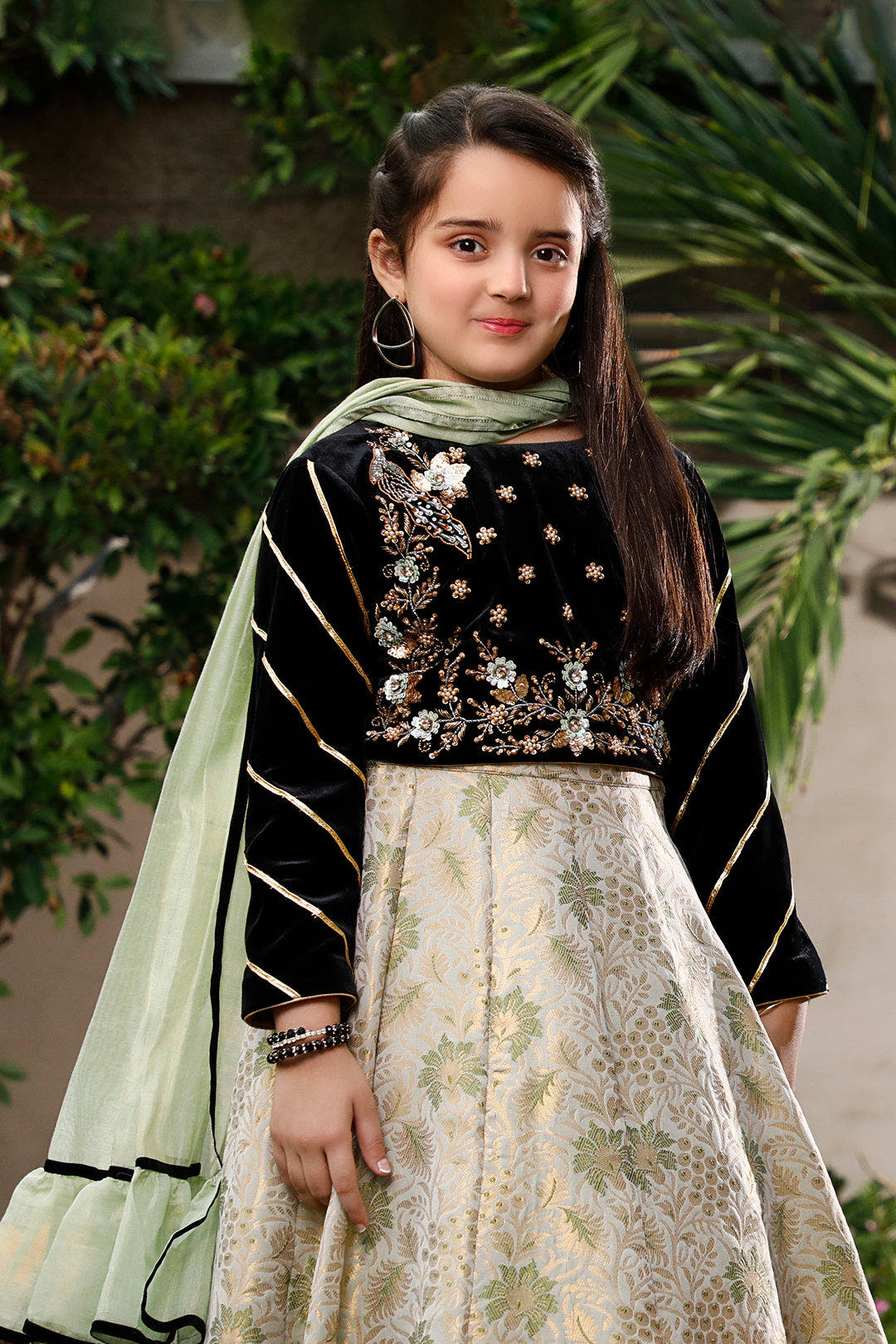 SANA'S red embroidered velvet lehenga Pakistan occasion wear