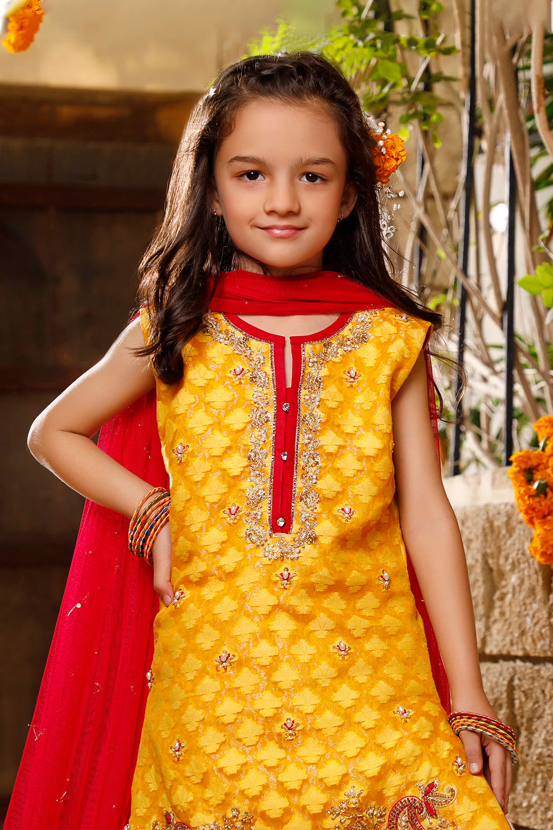 SANA'S red embroidered organza gharara suit Pakistan occasion wear