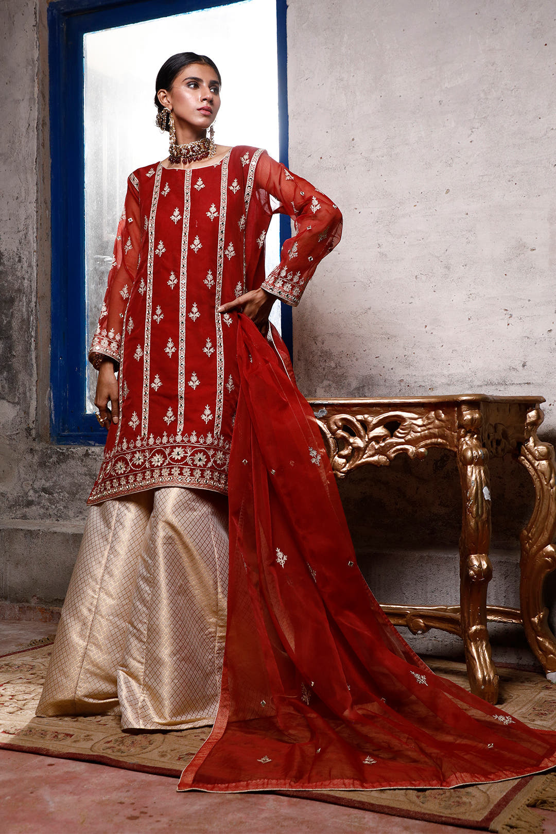 SANA'S handwork brocade gharara suit Pakistan occasion wear