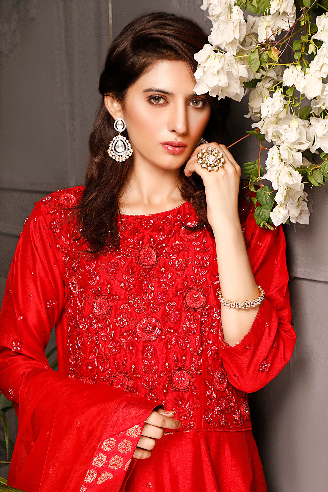 Handwork Embroidered Raw Silk Long Maxi | Nikhaar | M202016