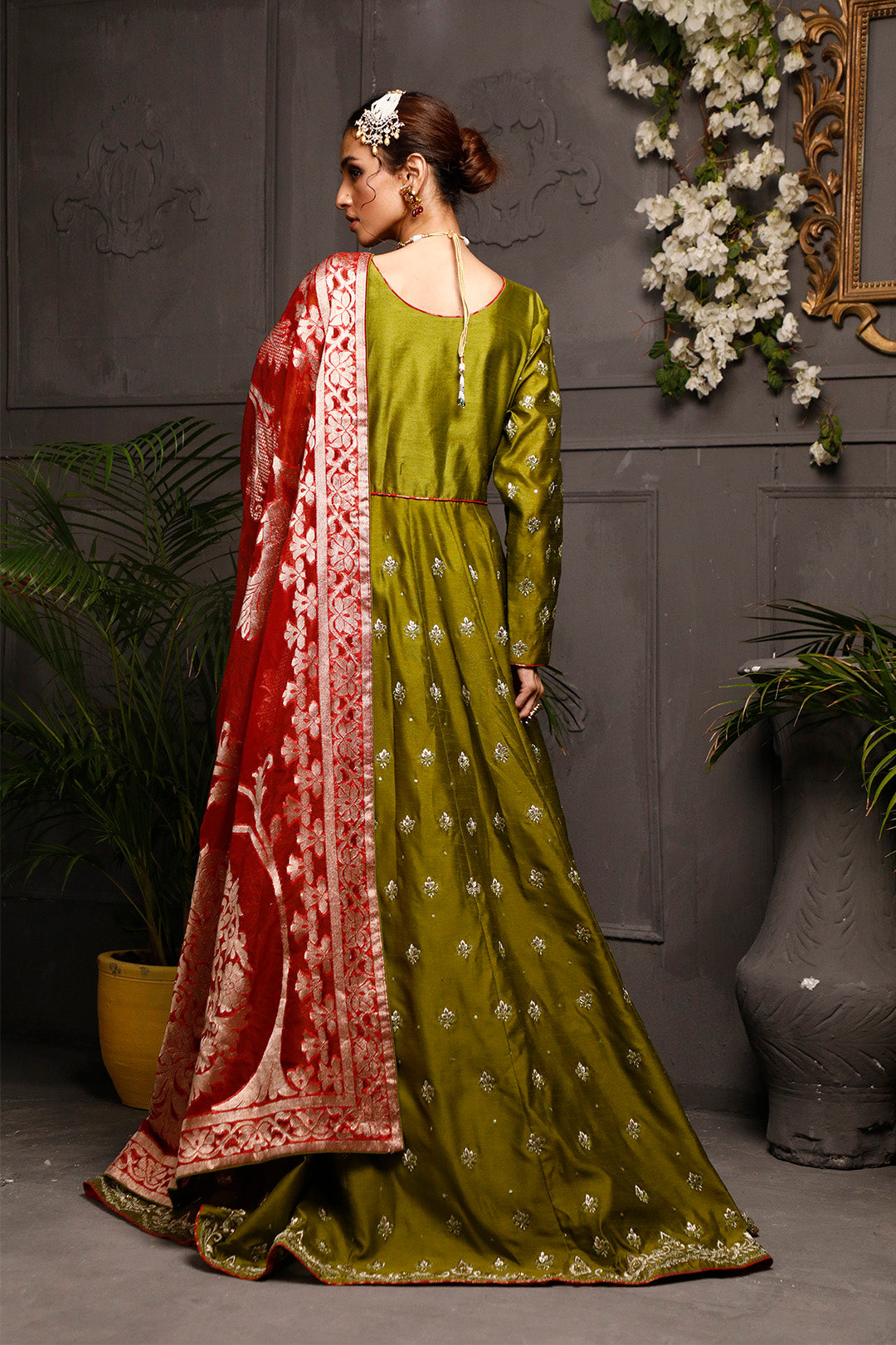 Handwork Embroidered Raw Silk Long Maxi | Nikhaar | M202015