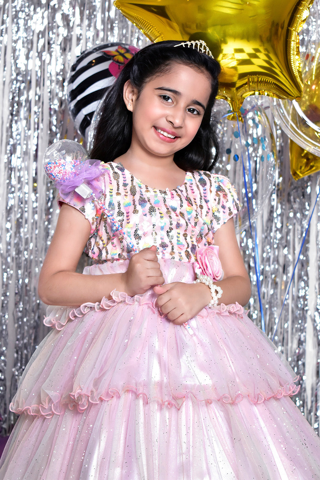 Multi Sequins Glitter Net Flares Frock | BIRTHDAY BASH | F2015