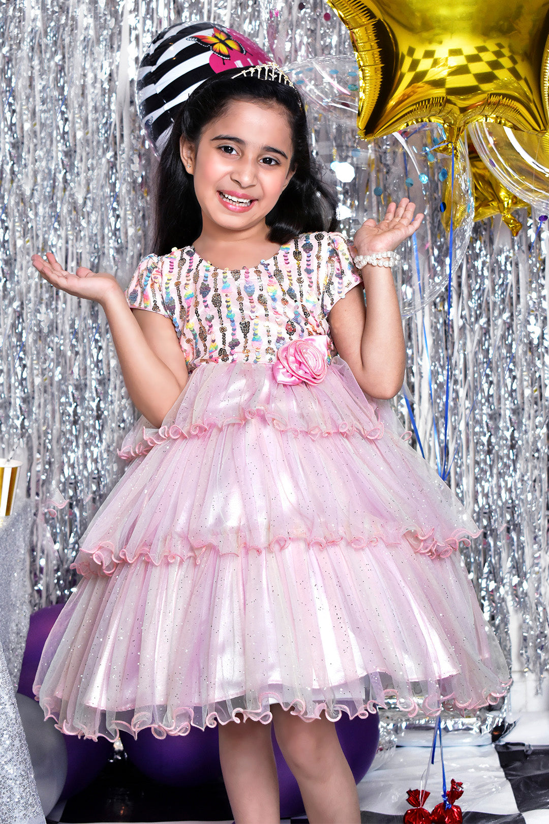 Multi Sequins Glitter Net Flares Frock | BIRTHDAY BASH | F2015