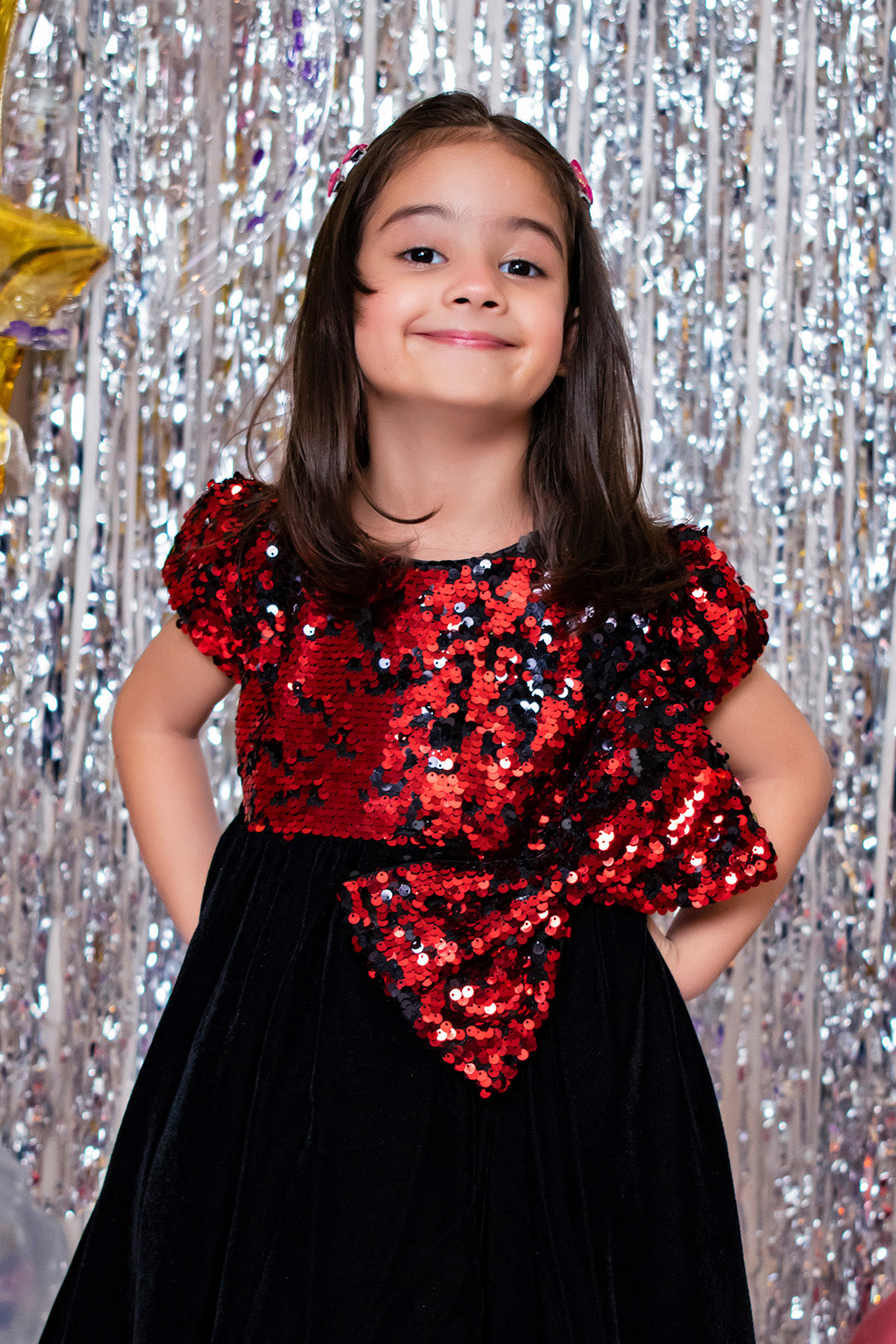 Two Tone Sequins Velvet Flare Frock | BIRTHDAY BASH | F2088