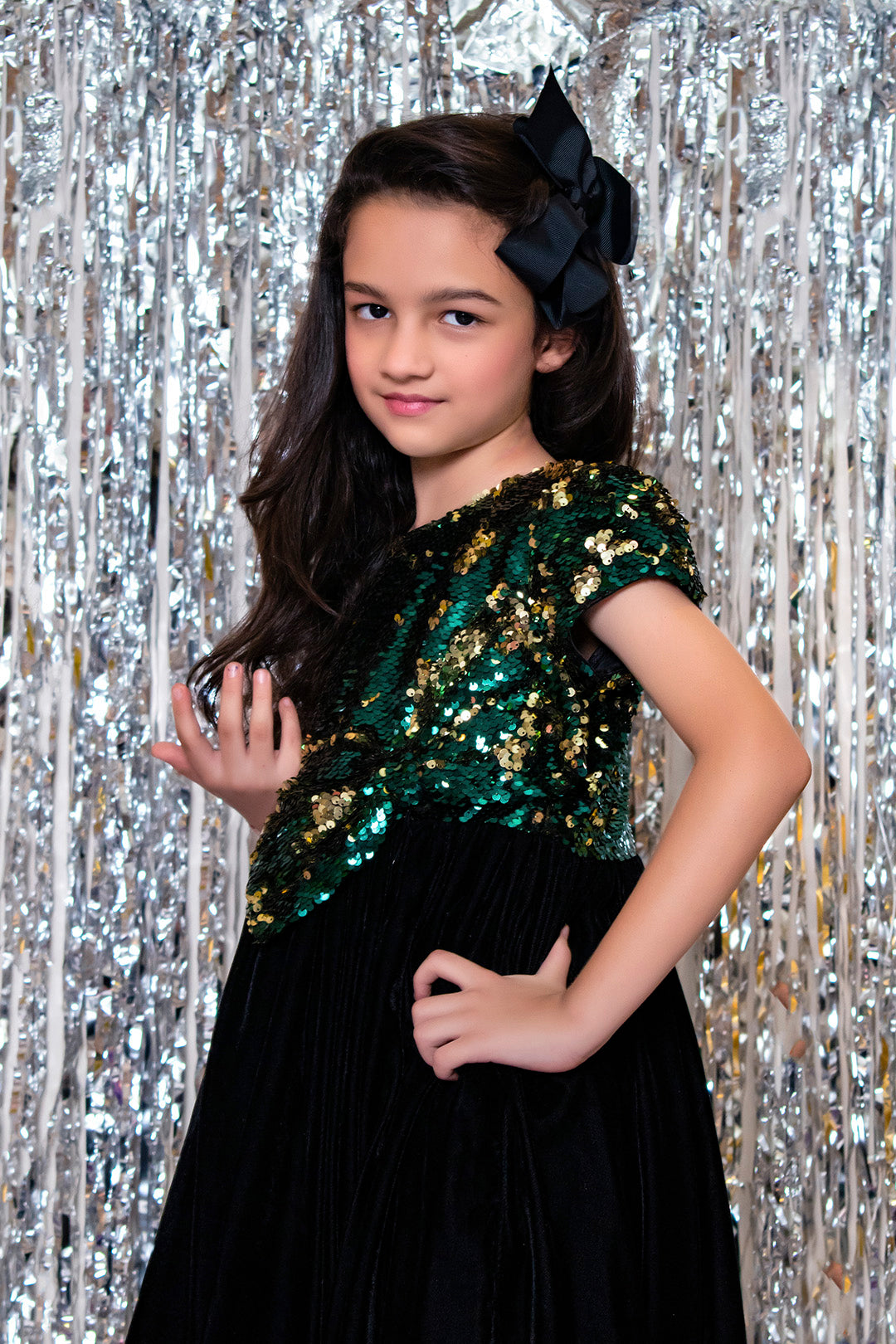 Two Tone Sequins Velvet Flare Frock | BIRTHDAY BASH | F2088