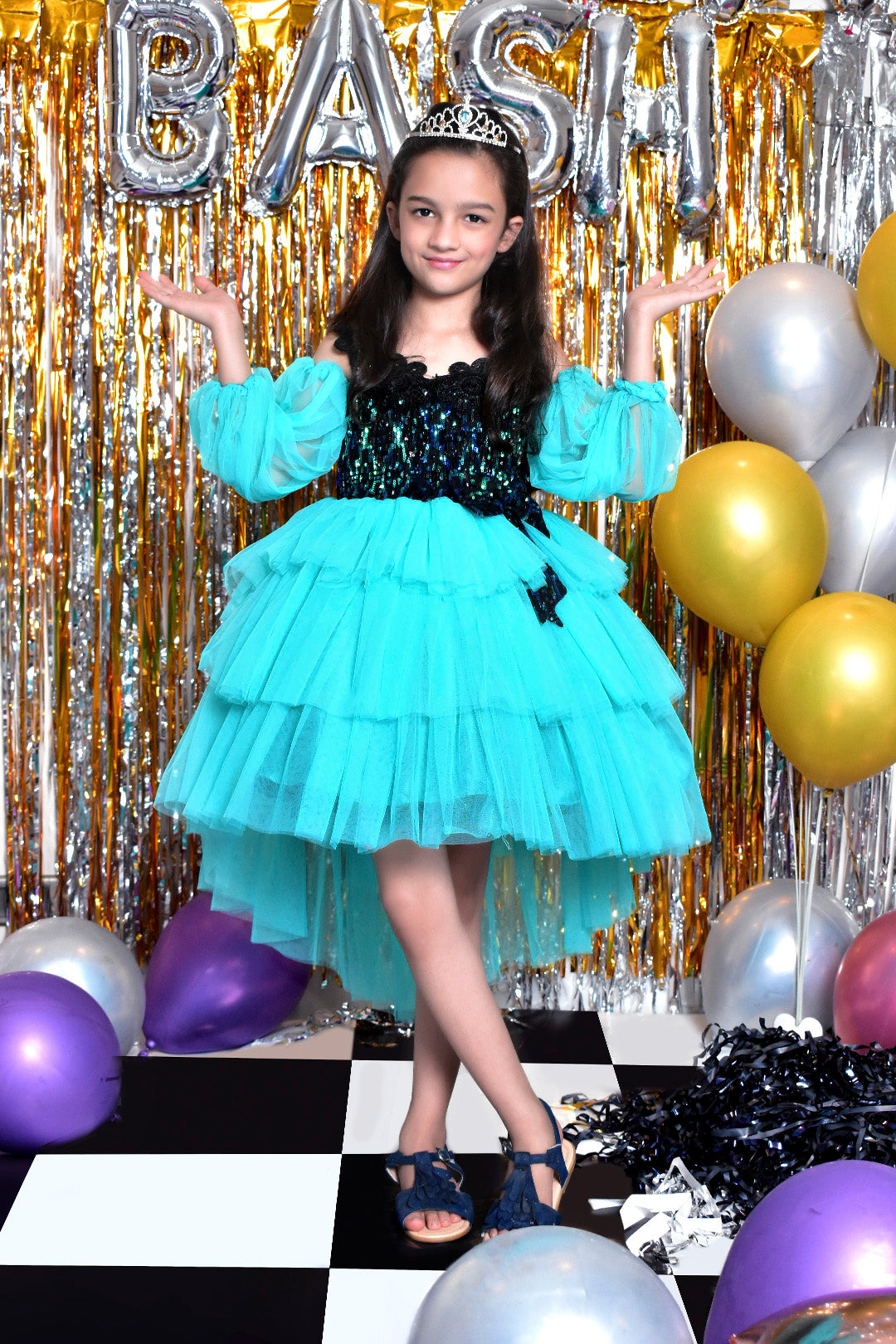 Multilayers Textured Sequins Flare Frock | BIRTHDAY BASH | F2121