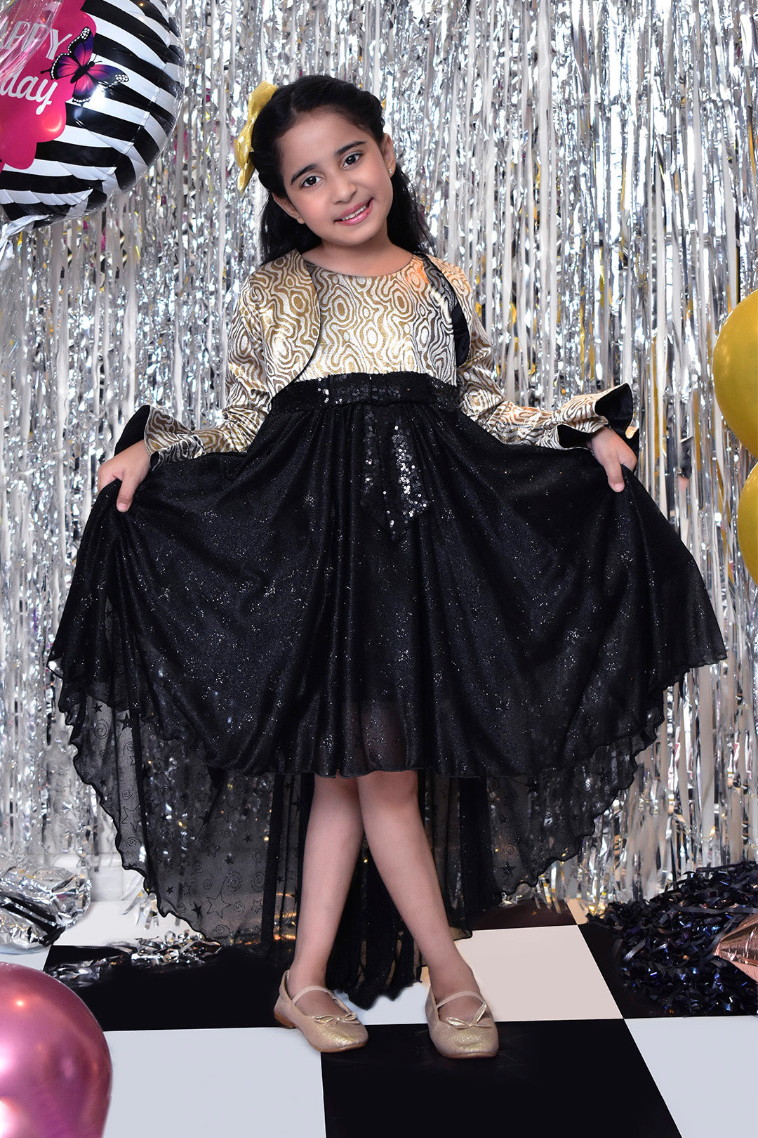 Shimmer Brocade High Low Hem Frock | BIRTHDAY BASH | F2085