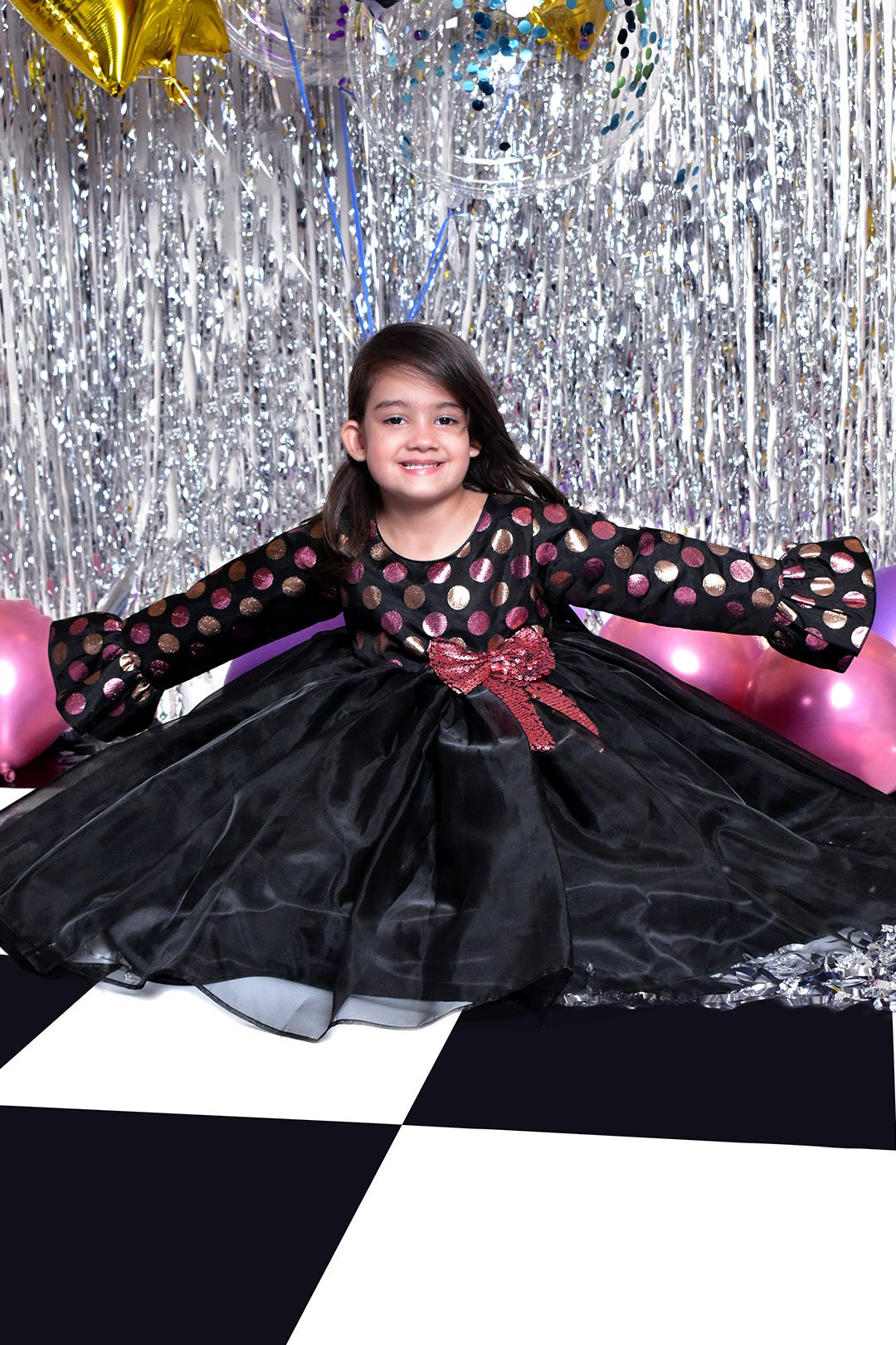 Metallic Polka Dots Organza Flare Frock | BIRTHDAY BASH | F2141