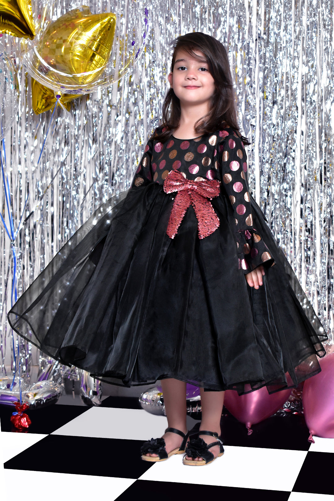 Metallic Polka Dots Organza Flare Frock | BIRTHDAY BASH | F2141