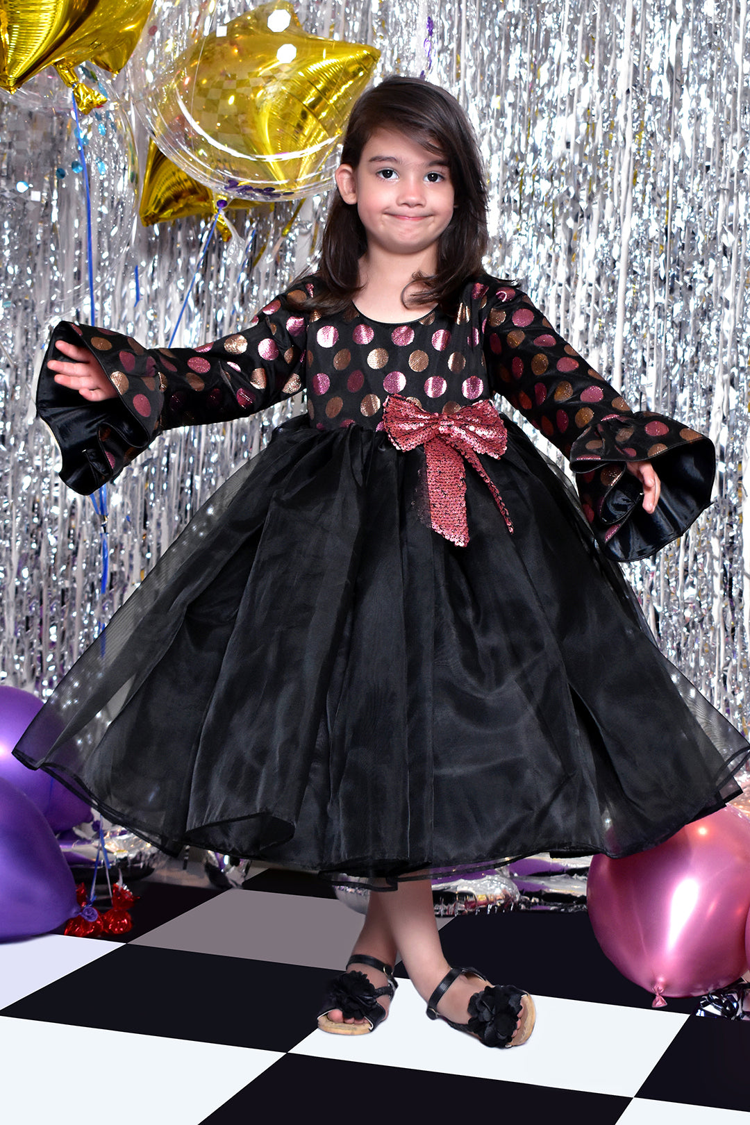 Metallic Polka Dots Organza Flare Frock | BIRTHDAY BASH | F2141