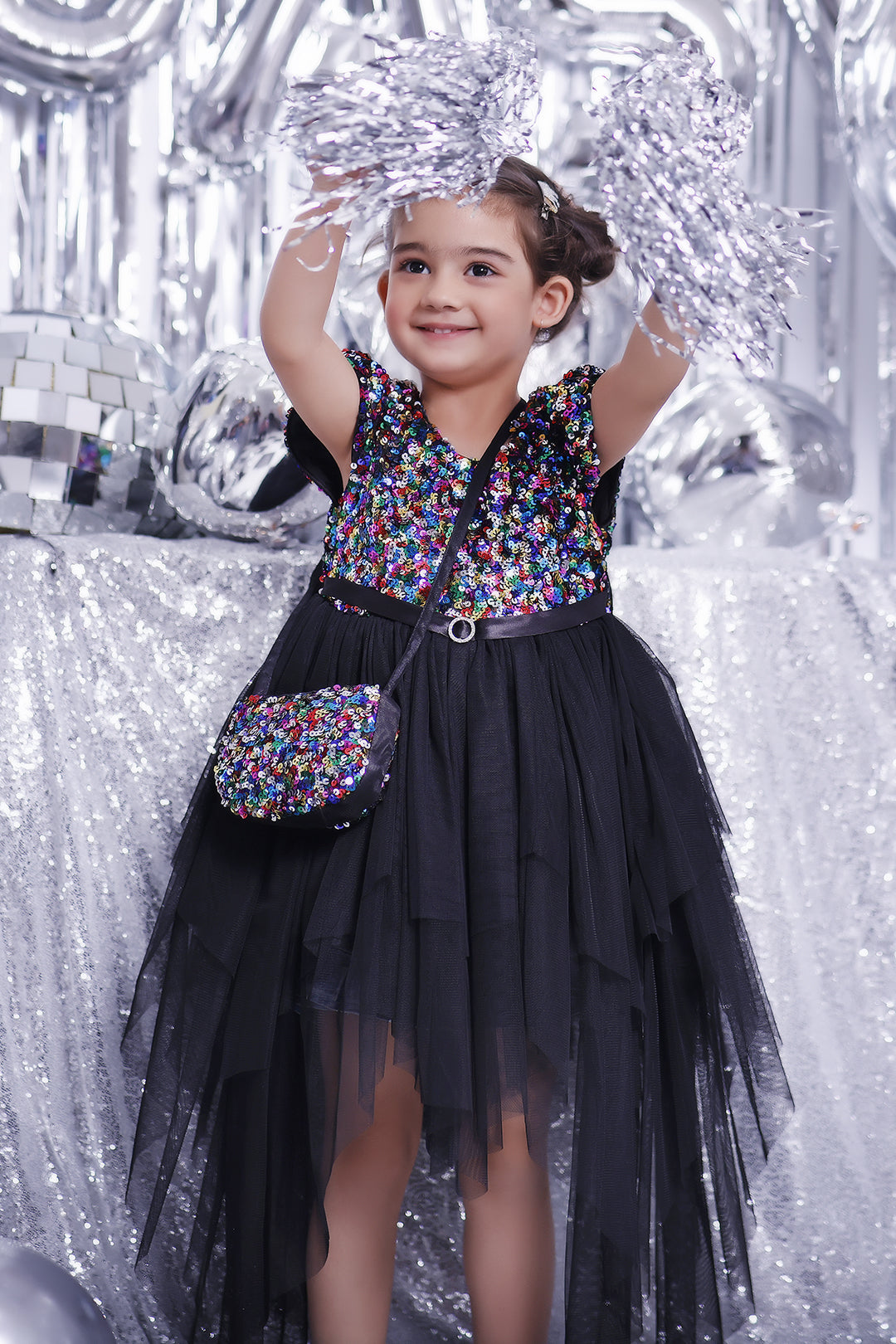 Multi Sequins Net Flare Frock | BIRTHDAY BASH | F5008