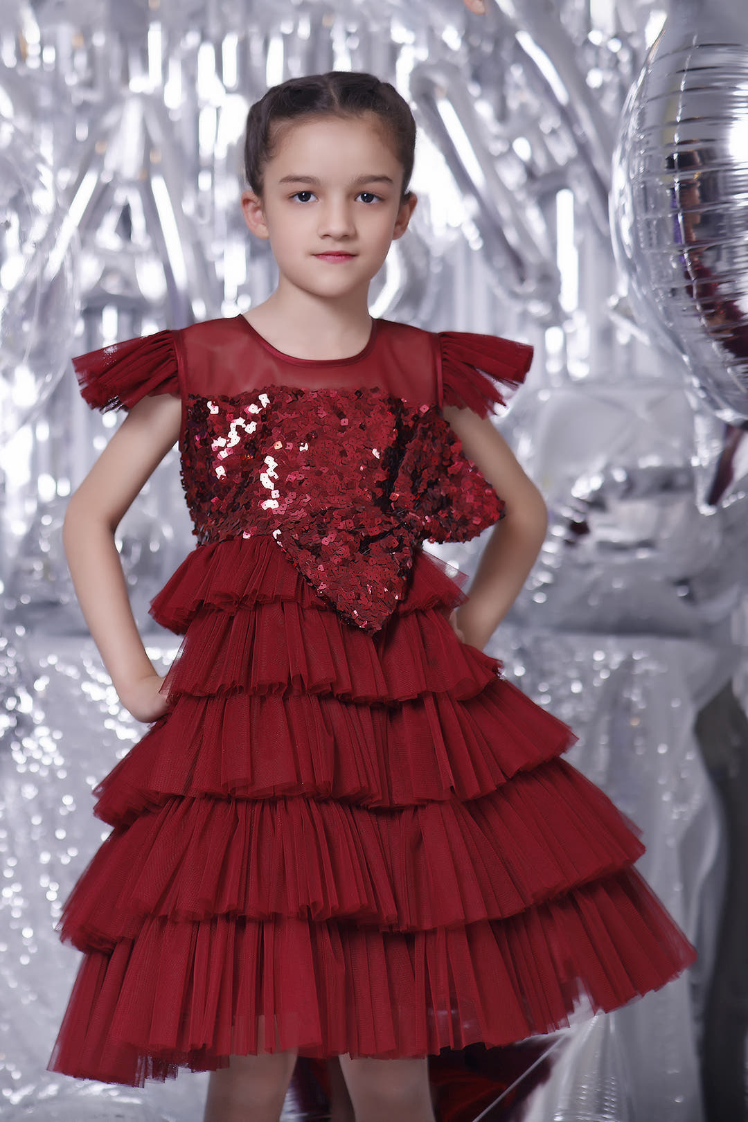 SANA'S red net frock Pakistan party wear