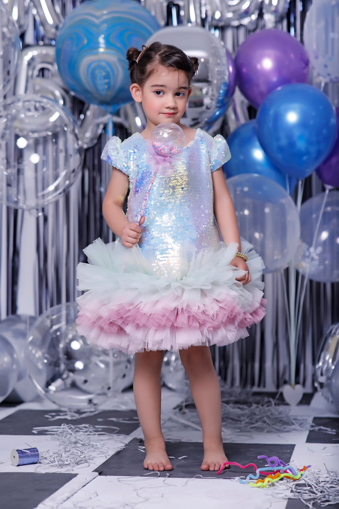 Metallic Sequins Net Tutu Style Frock | BIRTHDAY BASH | F2110