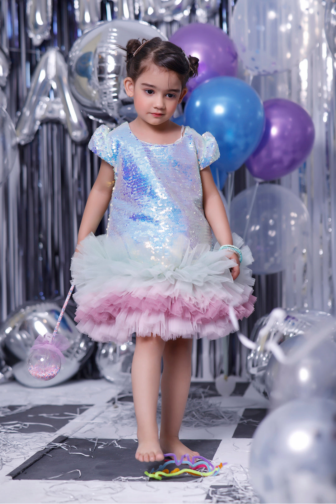 Metallic Sequins Net Tutu Style Frock | BIRTHDAY BASH | F2110